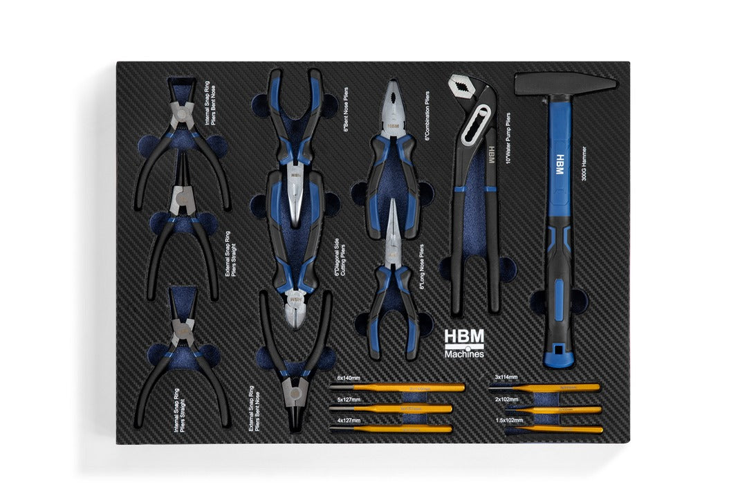 Dulap scule profesional HBM cu 7 sertare, 262 piese, 7 module carbon – premium, OLANDA