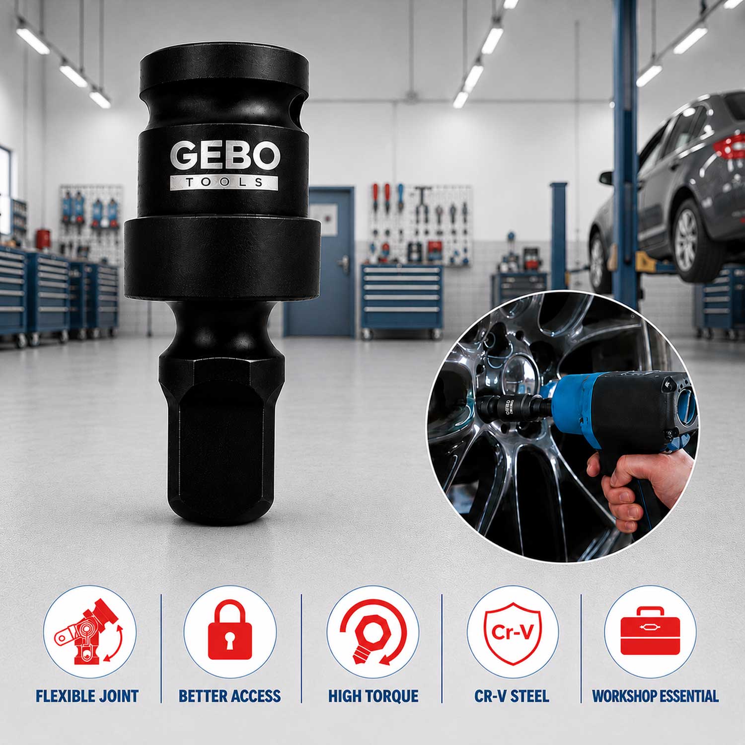 Adaptor impact cu articulatie cardanica 1/2 GEBO TOOLS