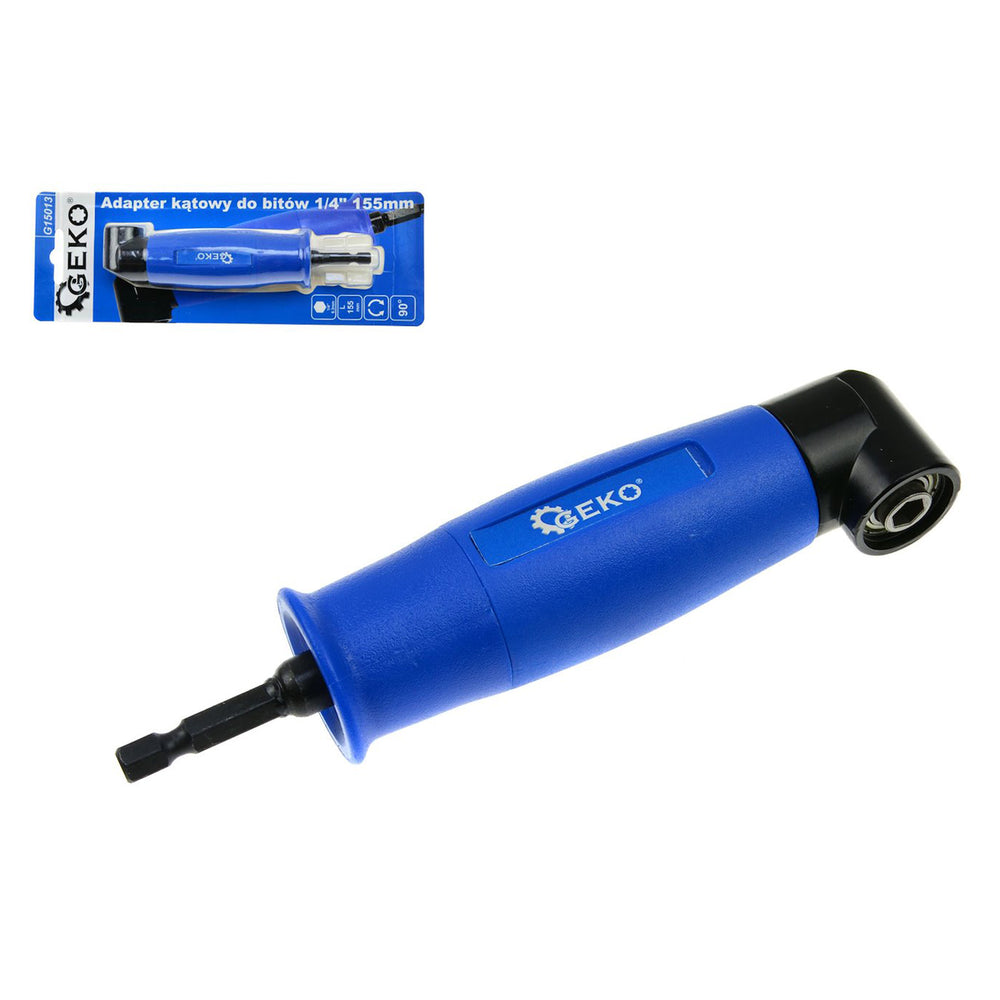 Adaptor unghiular pentru biti 1/4" 155mm GEKO