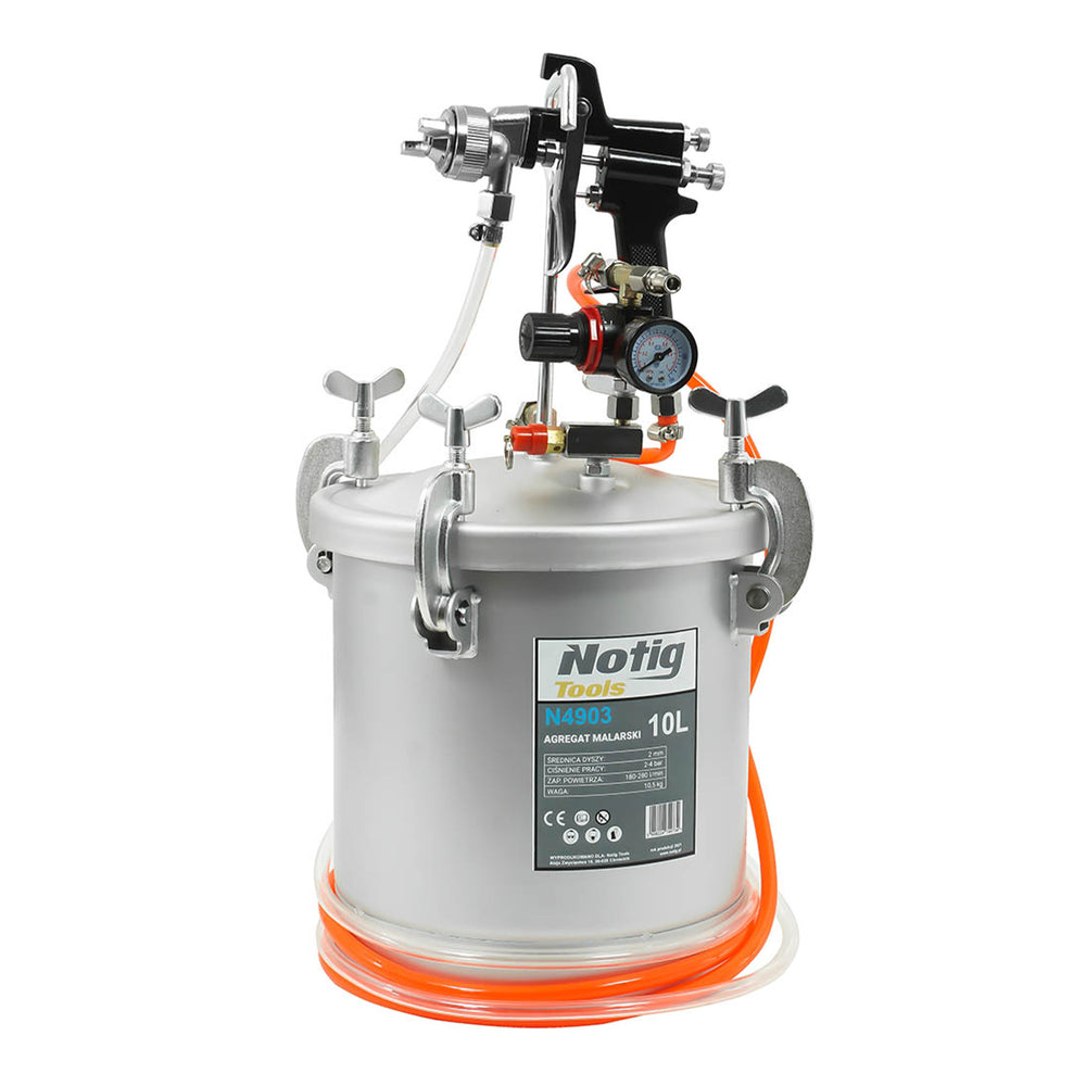 Agregat vopsit pneumatic 10l cu pistol 2.0mm si rezervor presurizat pentru vopsea, lac, adeziv - NOTIG