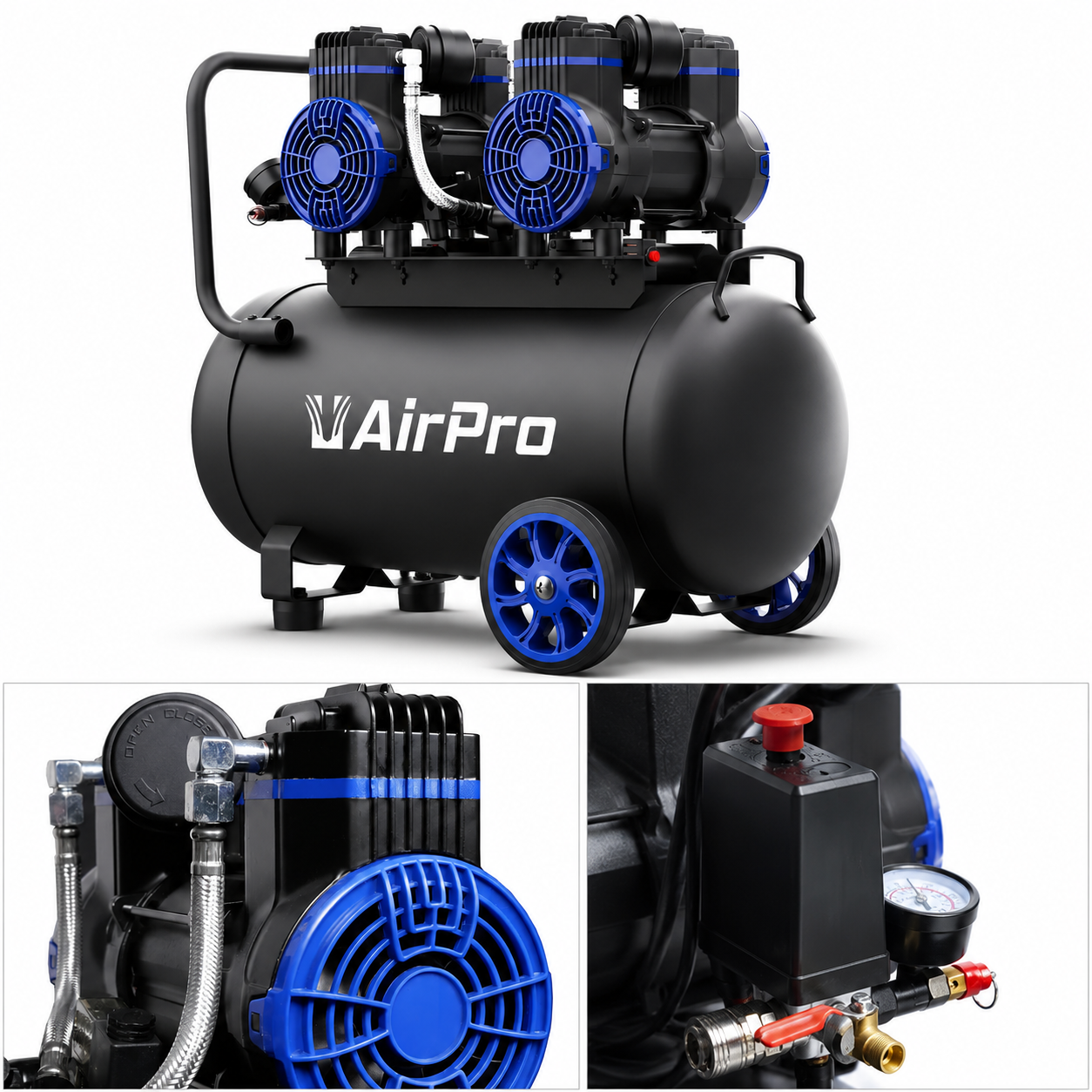 COMPRESOR SILENTIOS ZGOMOT REDUS FARA ULEI 2X1.8CP 40L AIRPRO