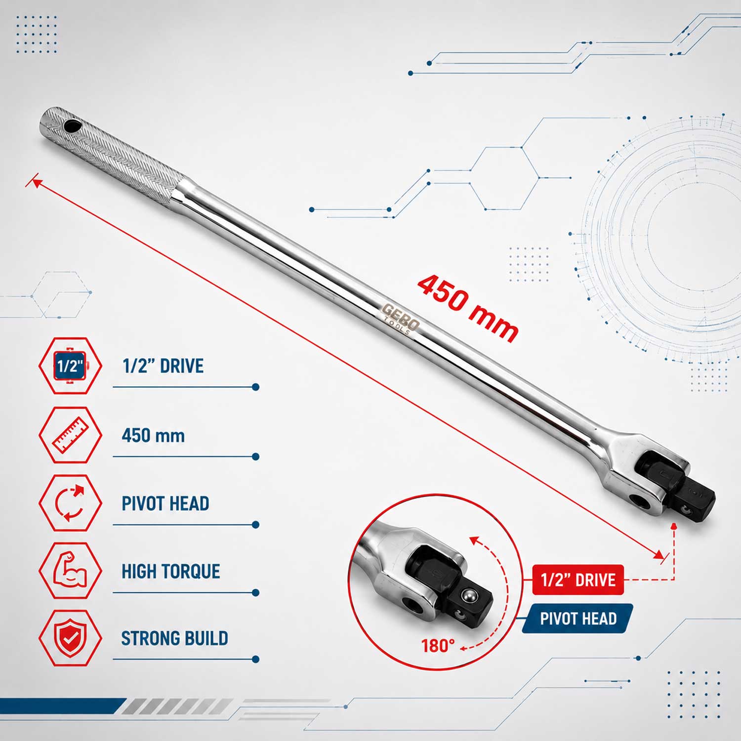 Antrenor maner de forta articulat 1/2 450mm GEBO TOOLS