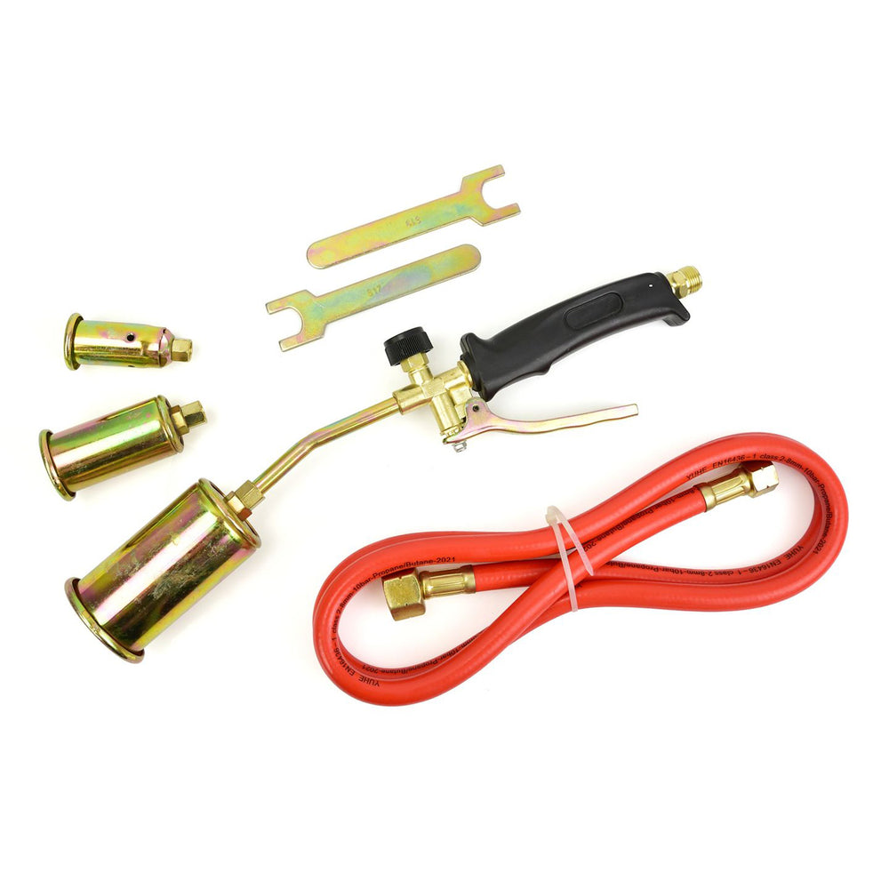 Arzator de gaz cu furtun 1.5m pentru incalzire si ardere 3 capete 25, 35 si 50mm - GEKO