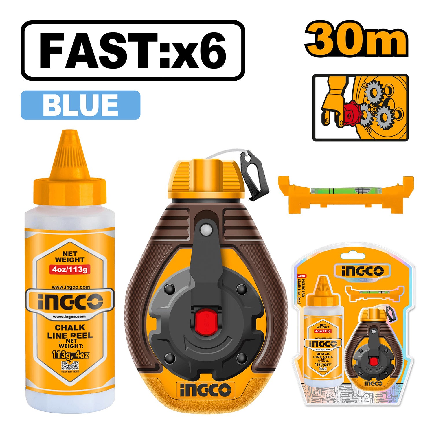Ata de trasare profesionala 30 m cu pulbere de marcare – sistem rapid 6:1