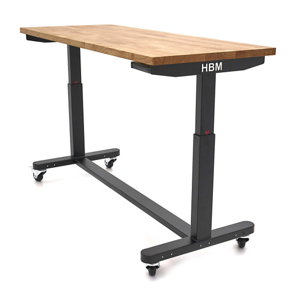 Banc de lucru cu blat din lemn masiv reglabil pe inaltime 152cm