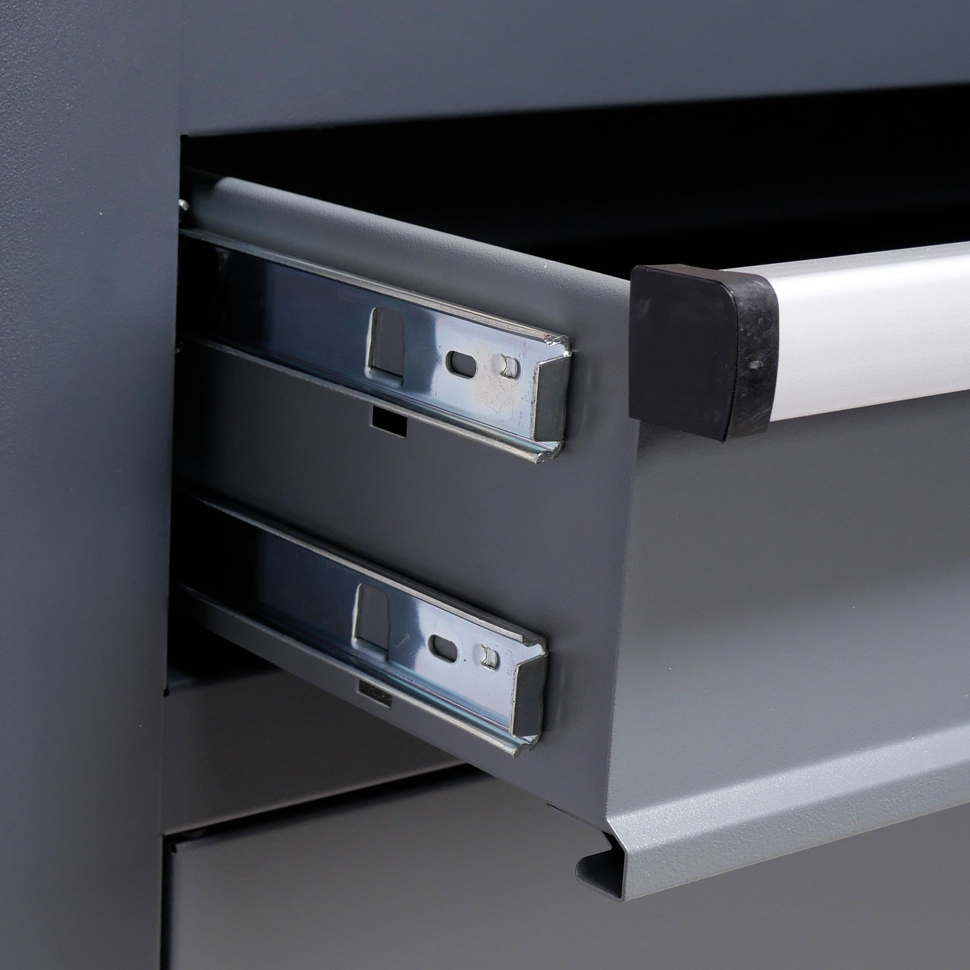 Banc de lucru metalic 10 sertare, blat lemn masiv, panou scule - bullram