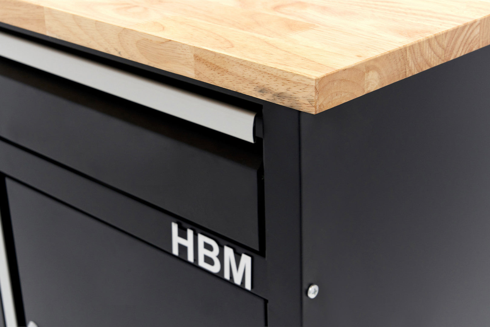 Banc de lucru metalic 120 cm cu 5 sertare 1 usa si blat din lemn masiv HBM