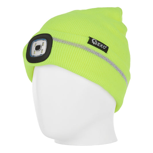 Caciula cu LED reincarcabil verde