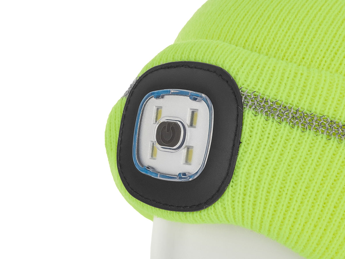 Caciula cu LED reincarcabil verde