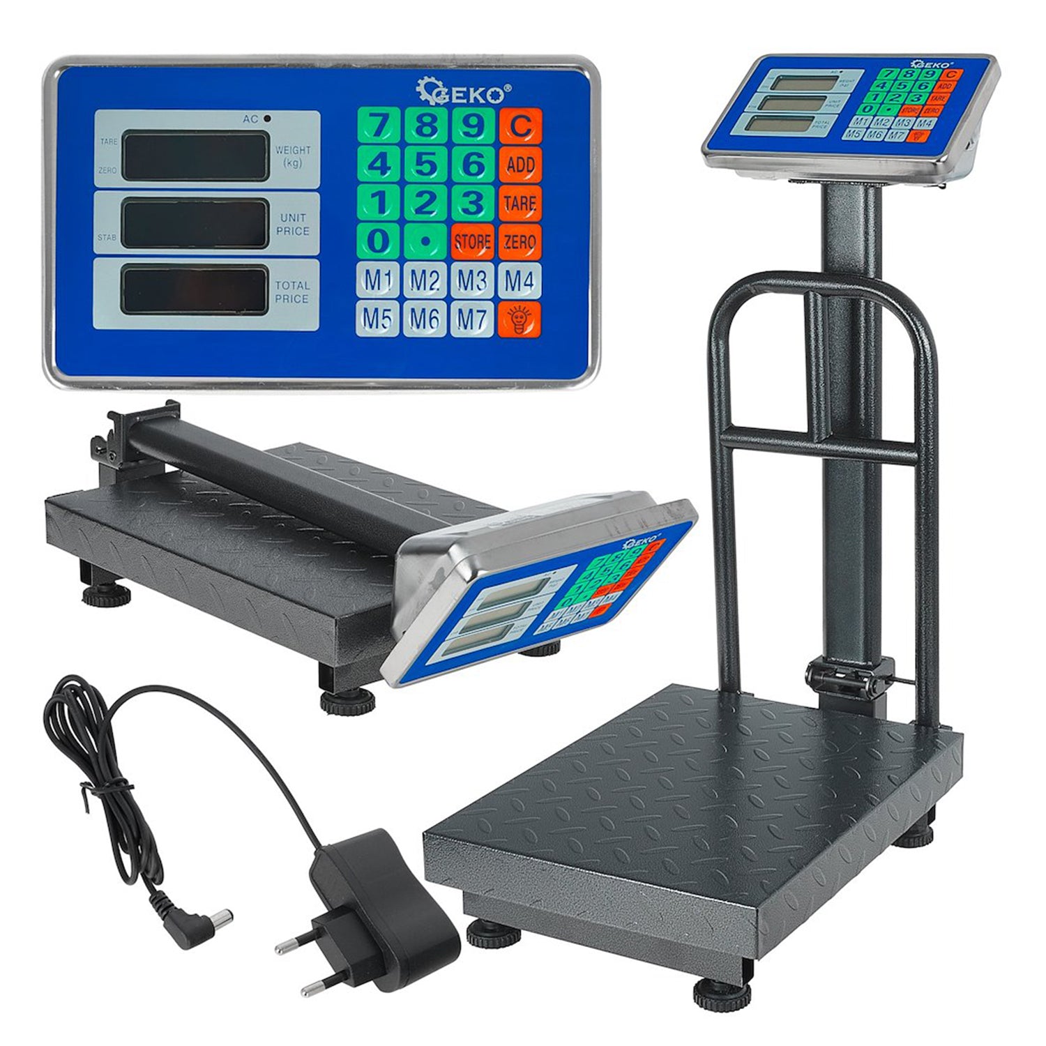 Cantar comercial cu platforma ecran LCD 150kg GEKO