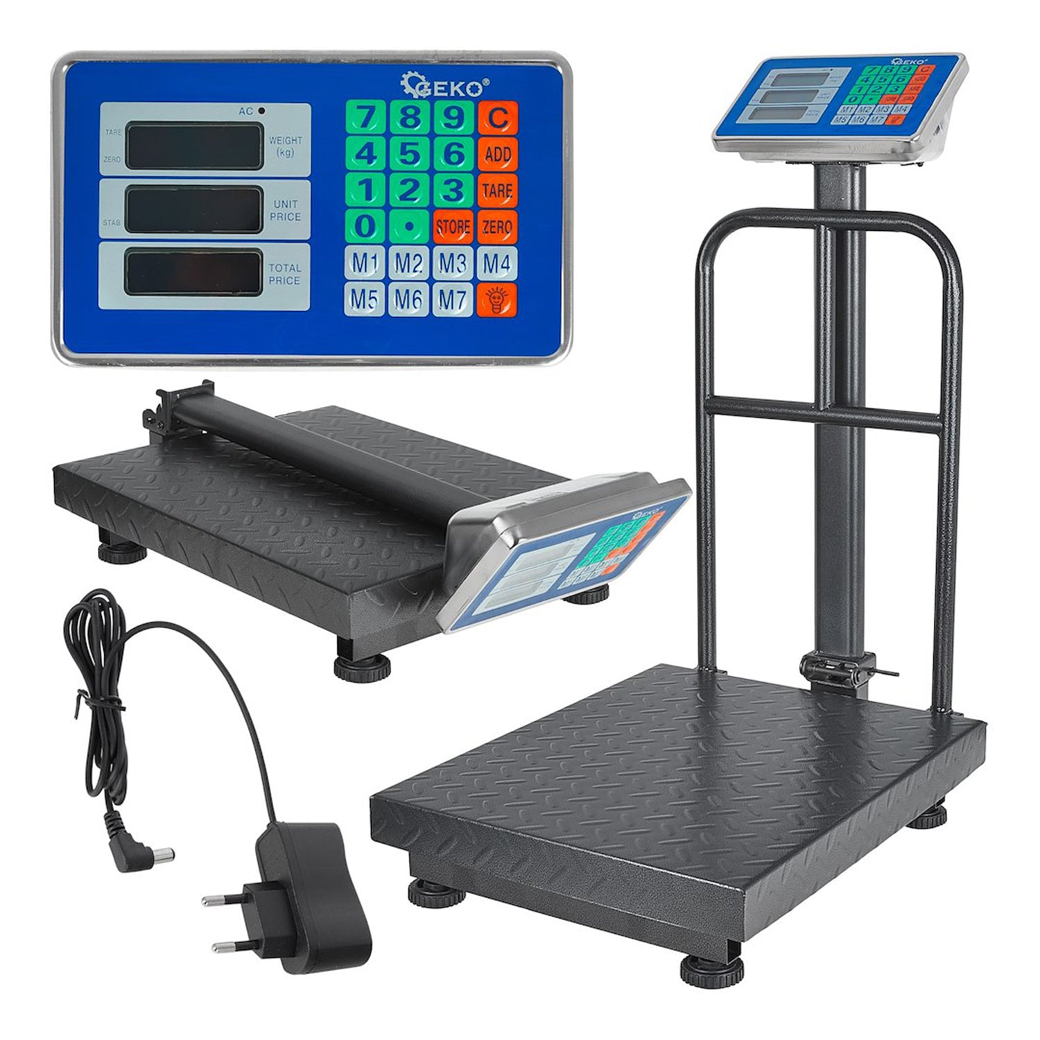 Cantar comercial cu platforma ecran LCD 300kg GEKO