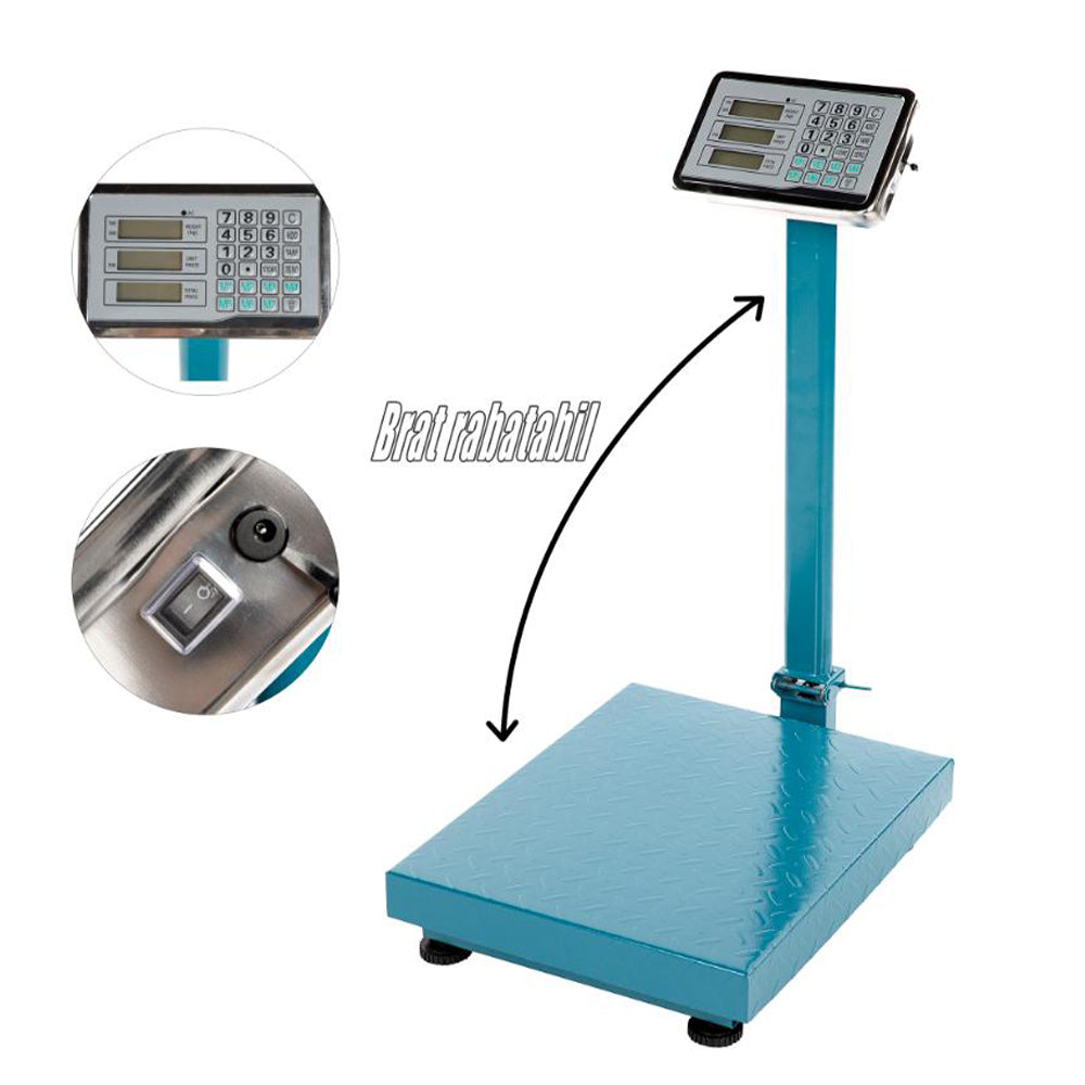 Cantar cu platforma si brat rabatabil cu afisaj LCD 350kg