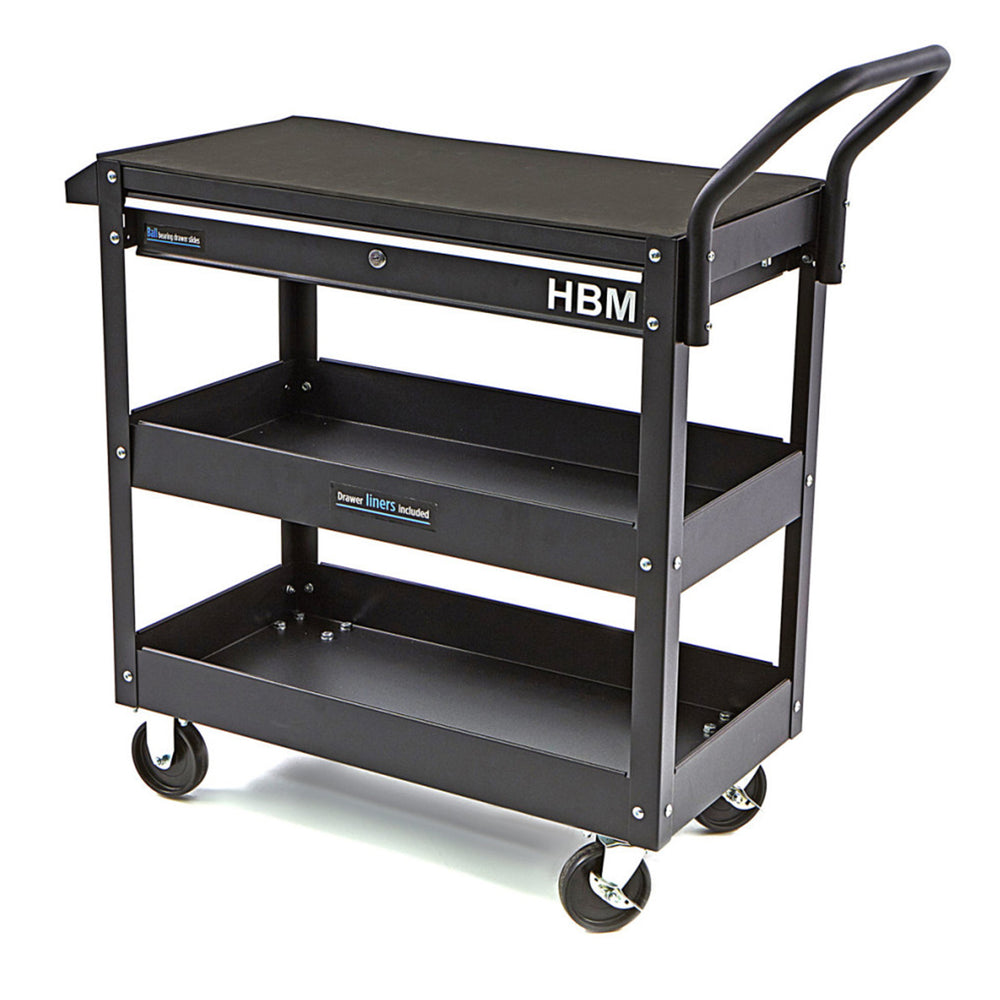 Carucior metalic  deluxe scule 3 rafturi sertar HBM negru