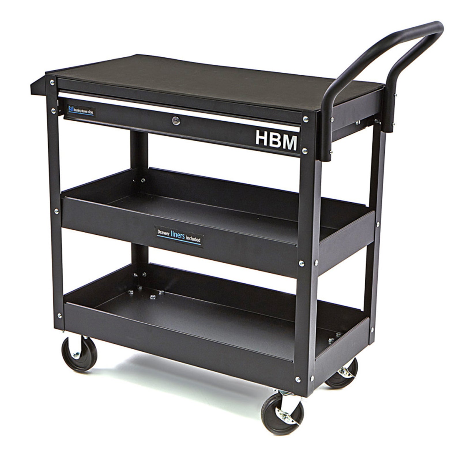 Carucior metalic  deluxe scule 3 rafturi sertar HBM negru