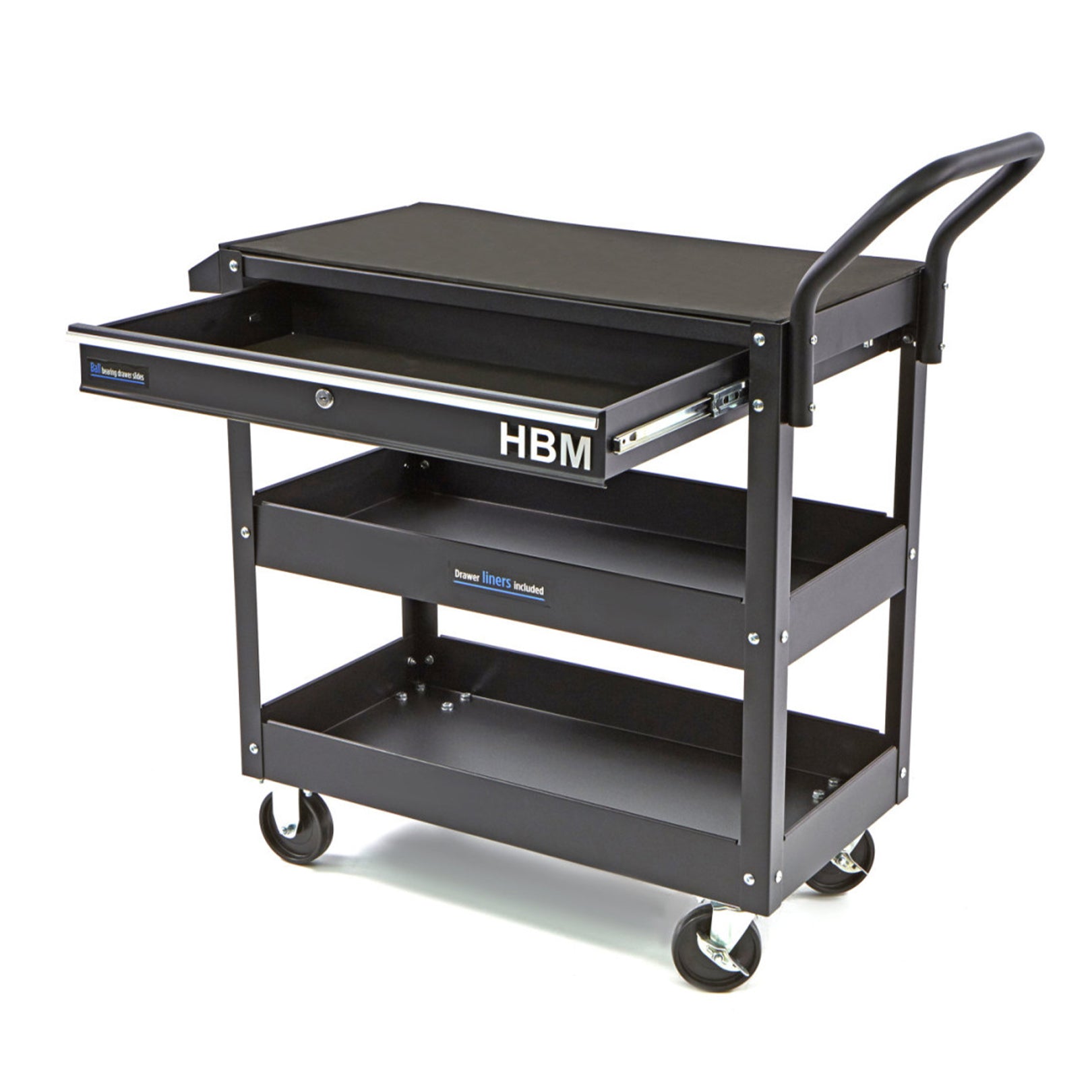 Carucior metalic  deluxe scule 3 rafturi sertar HBM negru