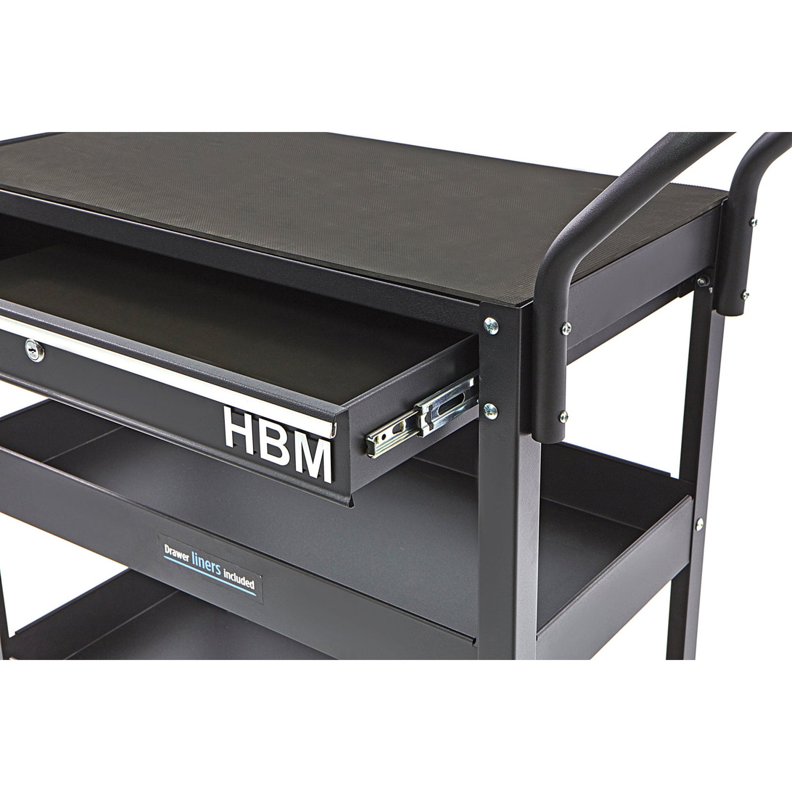 Carucior metalic  deluxe scule 3 rafturi sertar HBM negru