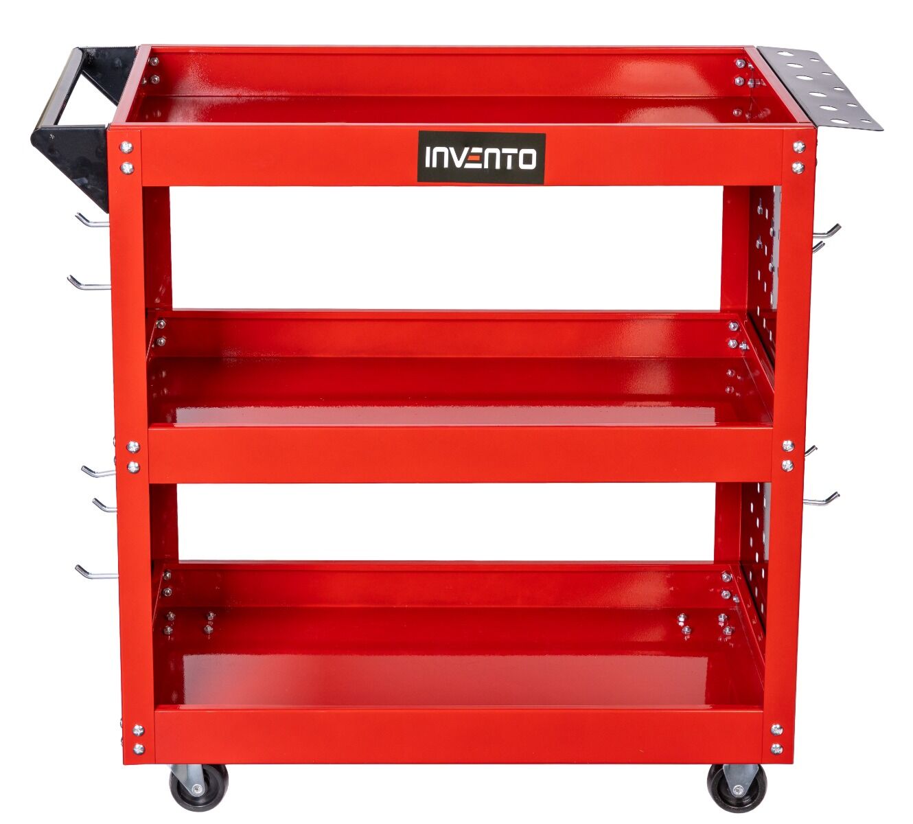 Carucior mobil 3 rafturi cu suport surubelnite si panou carlige INVENTO