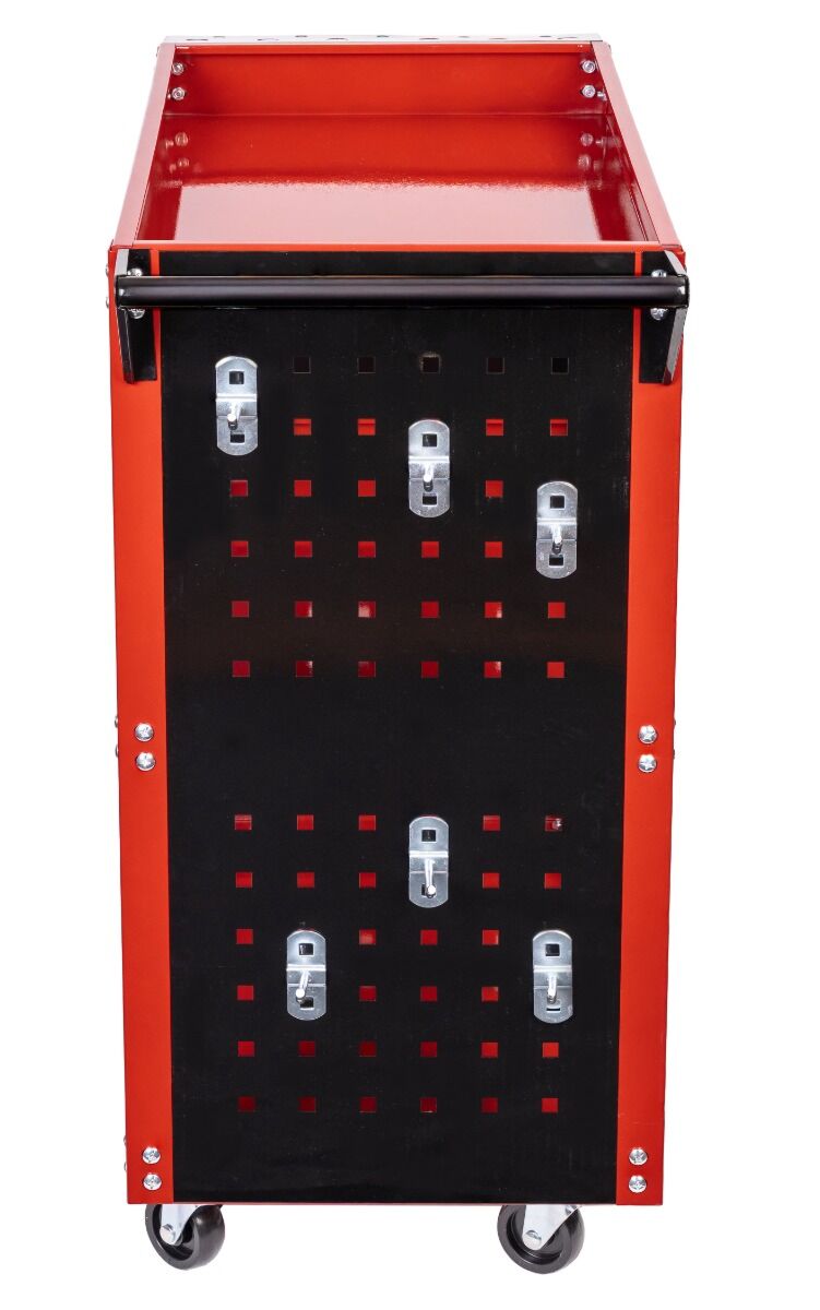 Carucior mobil 3 rafturi cu suport surubelnite si panou carlige INVENTO