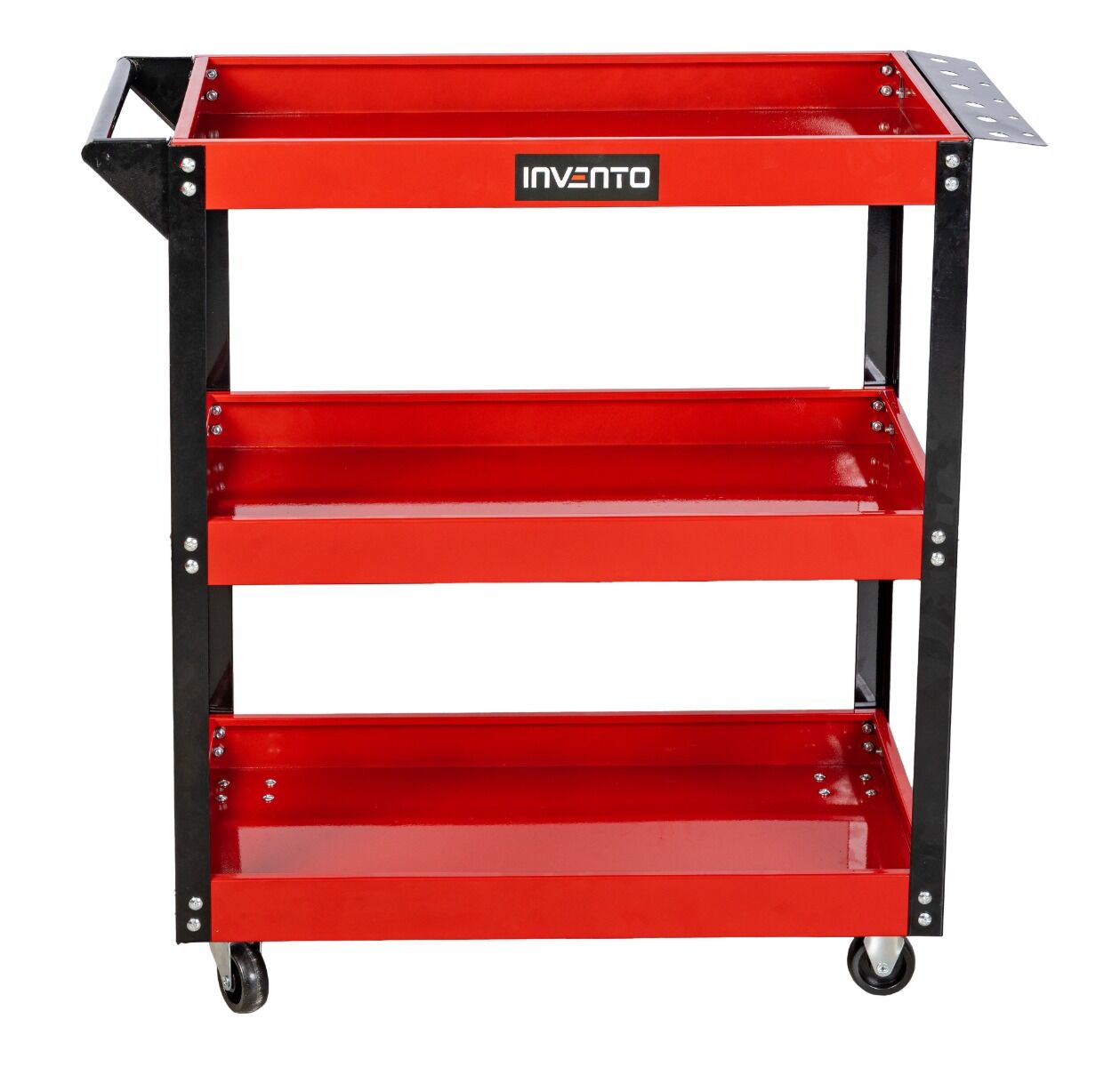 Carucior mobil metalic cu 3 rafturi si suport surubelnite INVENTO - dimensiunea raftului: 65 x 35 x 5.5 cm