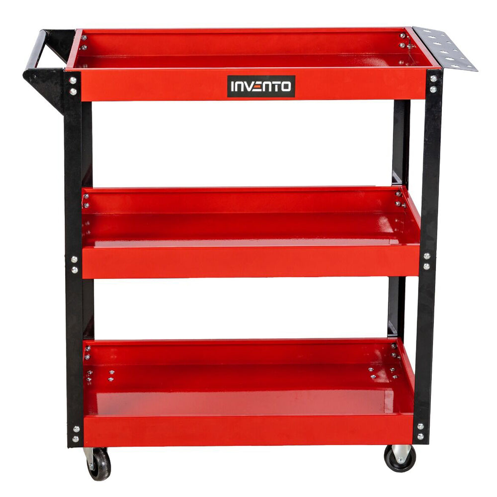 Carucior mobil metalic cu 3 rafturi suport surubelnite 4 roti pivotante INVENTO - dimensiunea raftului: 68 x 35 x 5.5 cm