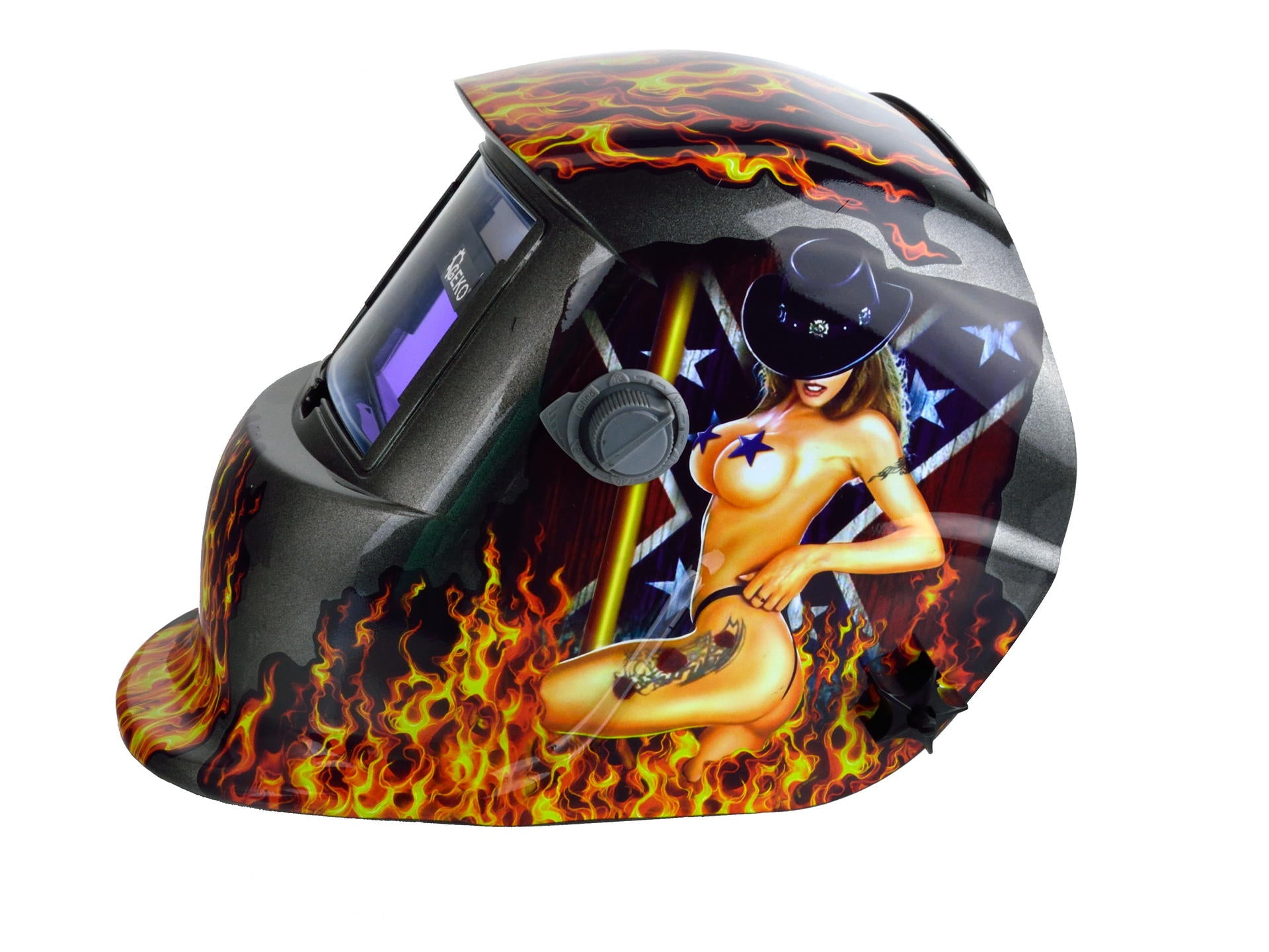 Casca de sudura cu filtru auto-intunecare profi flame