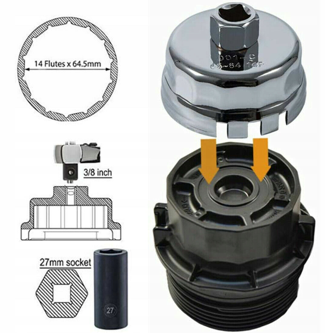 Cheie capac filtru ulei motor LEXUS 64.5x14mm