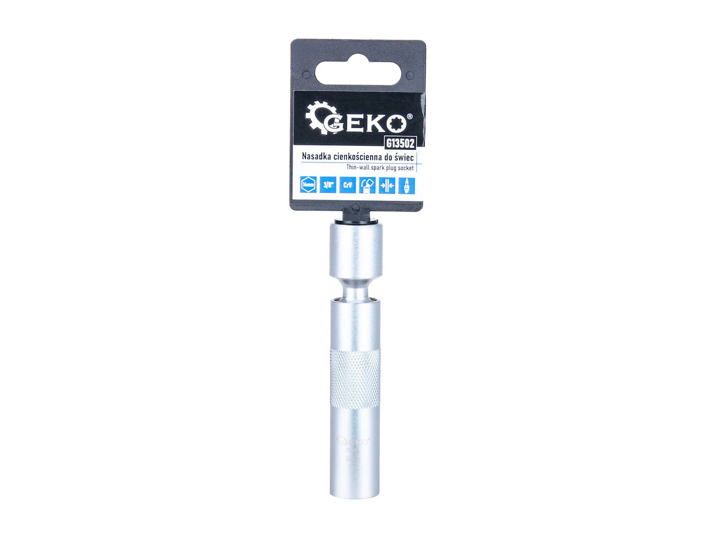 Cheie tubulara bujii 14mm 3/8 cu articulatie cardanica, pereti subtiri CRV - GEKO