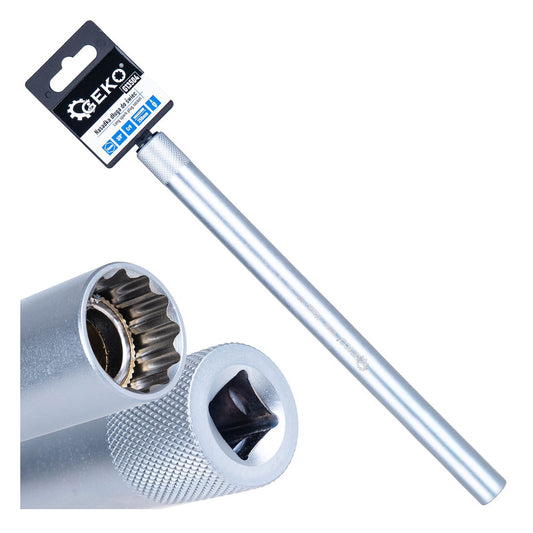 Cheie tubulara lunga pentru bujii 14mm 3/8 250mm, pereti subtiri CRV - GEKO