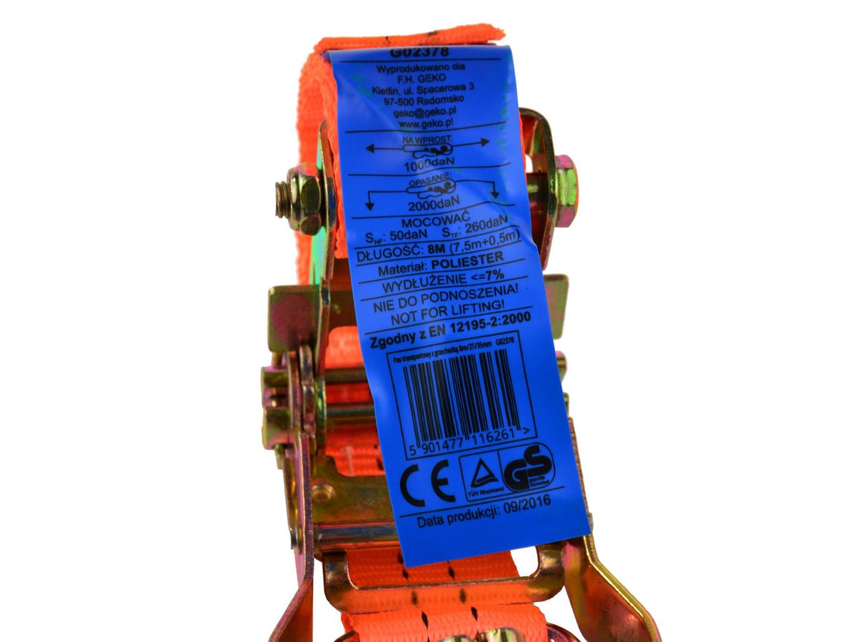 Chinga curea de ancorare cu clichet 8m 2T 35mm