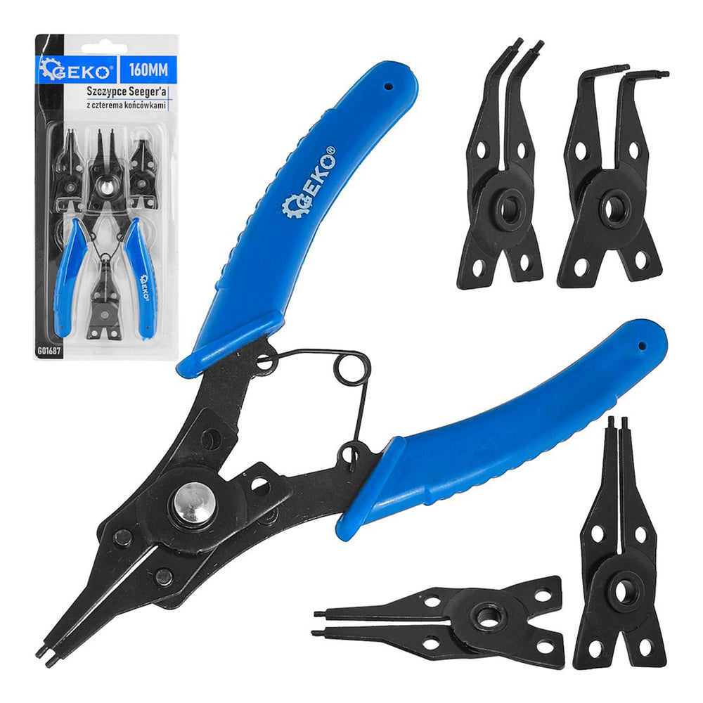Cleste cu cap interschimbabil pentru sigurante SEEGER 160mm GEKO