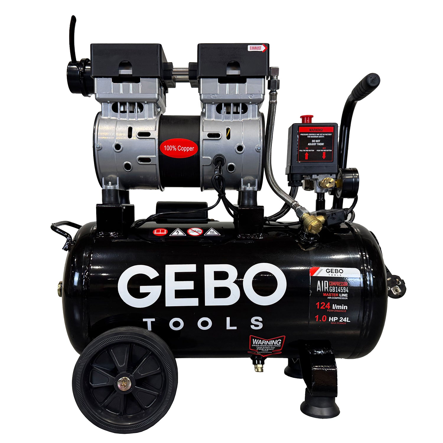 Compresor silentios fara zgomot fara ulei 24L GEBO TOOLS