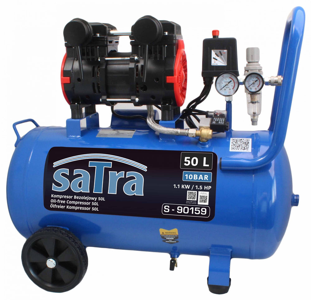 Compresor silentios zgomot redus fara ulei 50l 1100W 10 bar 1.1 KW/1.5 cp SATRA