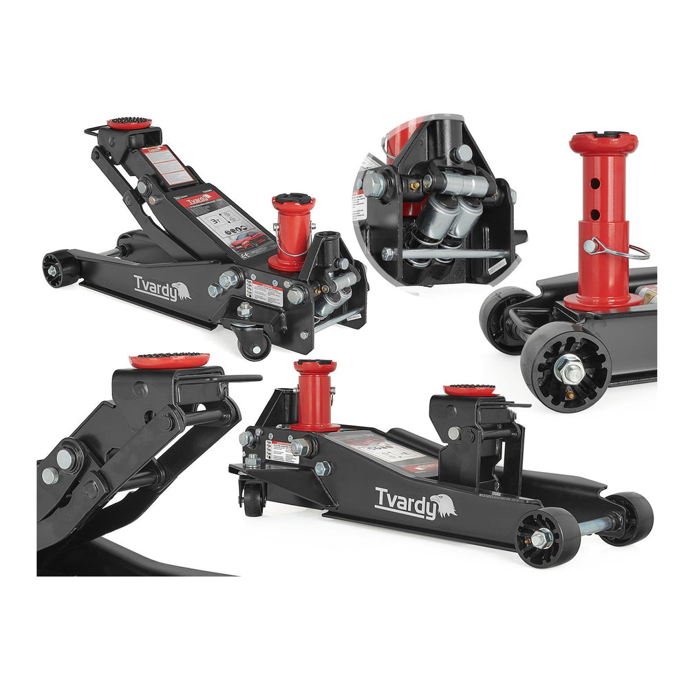 Cric hidraulic cu dublu cilindru tip crocodil cu talie joasa si inaltator 2/3T 98-760mm