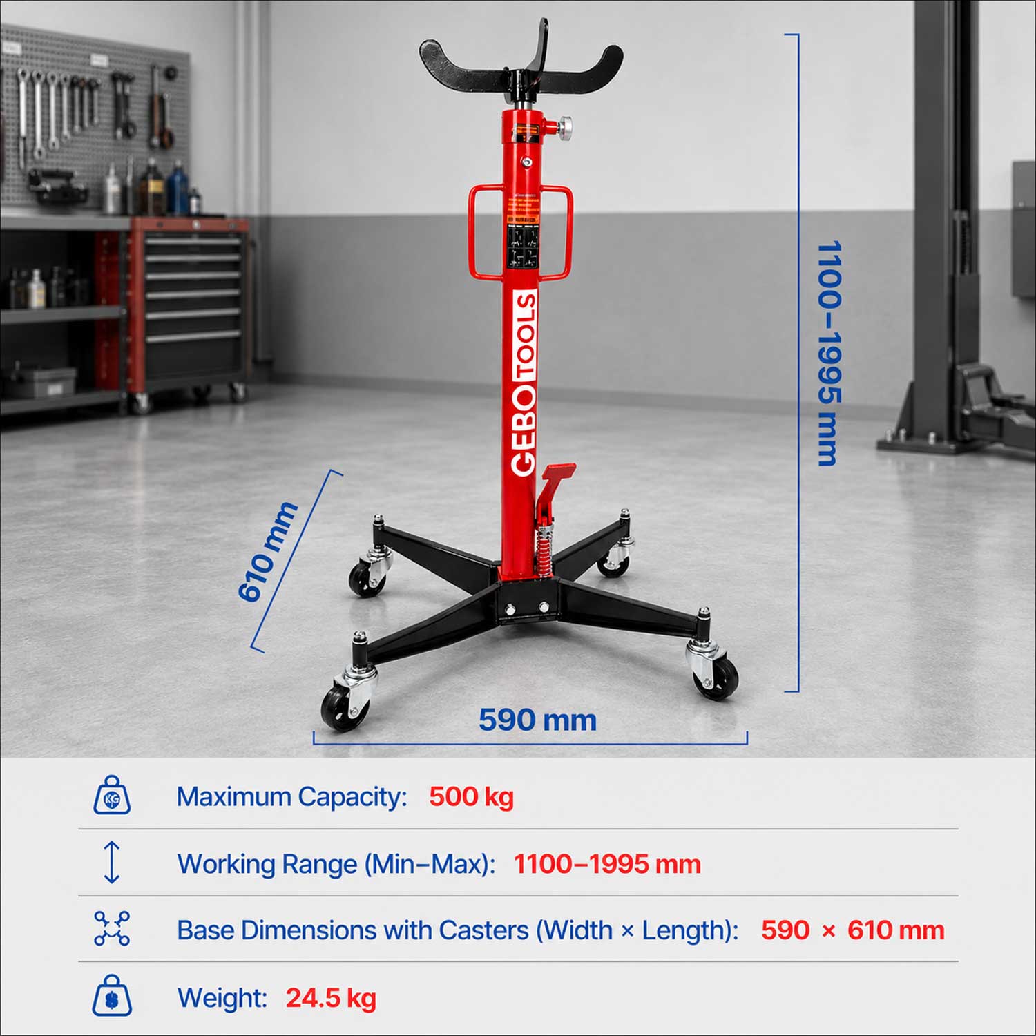 Cric hidraulic suport ridicat cutie de viteze 500 kg 0.5T GEBO TOOLS