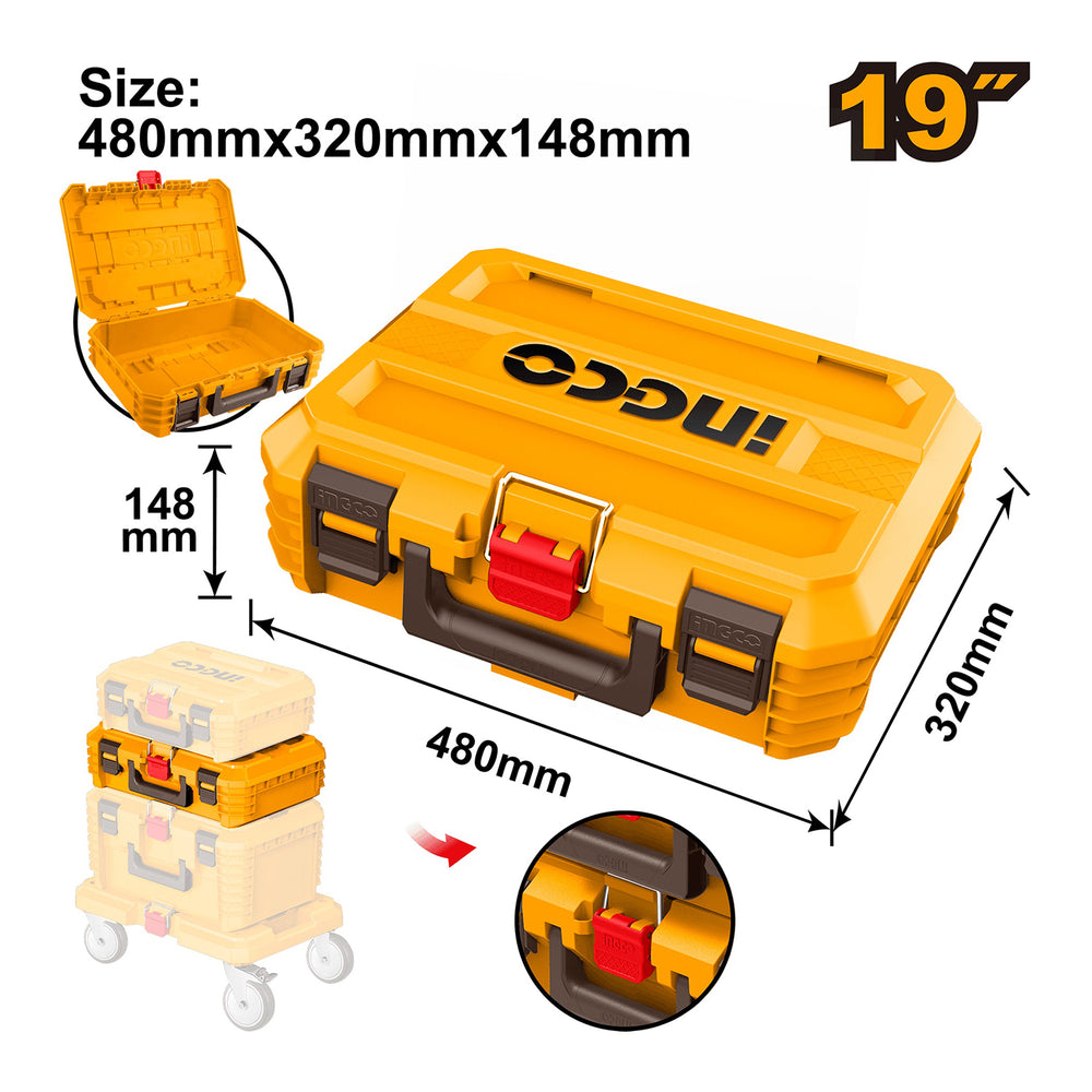 Cutie din plastic pentru scule sistem multibox pentru depozitare modulara 48 x 32 x 15cm - INGCO