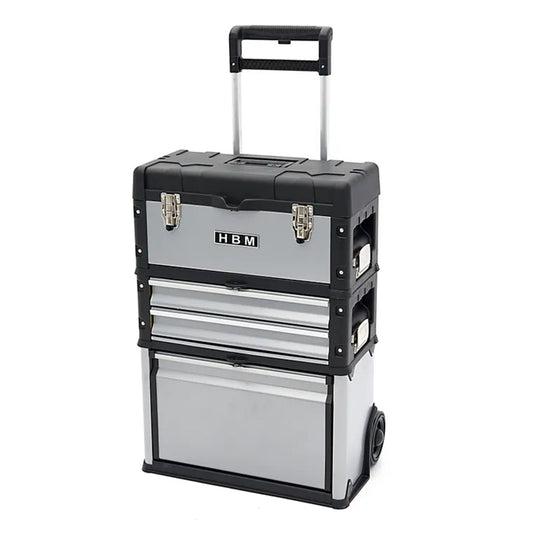 SET 3 CUTII MODULARE PENTRU SCULE - CU ROTI SI MANER TELESCOPIC - HBM