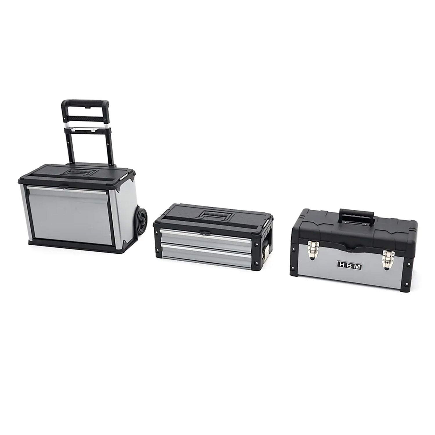 SET 3 CUTII MODULARE PENTRU SCULE - CU ROTI SI MANER TELESCOPIC - HBM