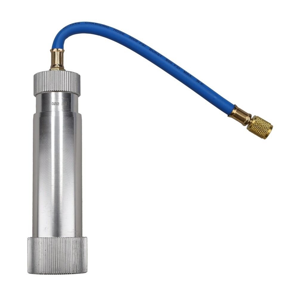 Dispozitiv, pompa de dozare ulei cu vopsea uv fluorescent si cuplaj rapid lp pentru detectarea scurgerilor de freon INVENTO