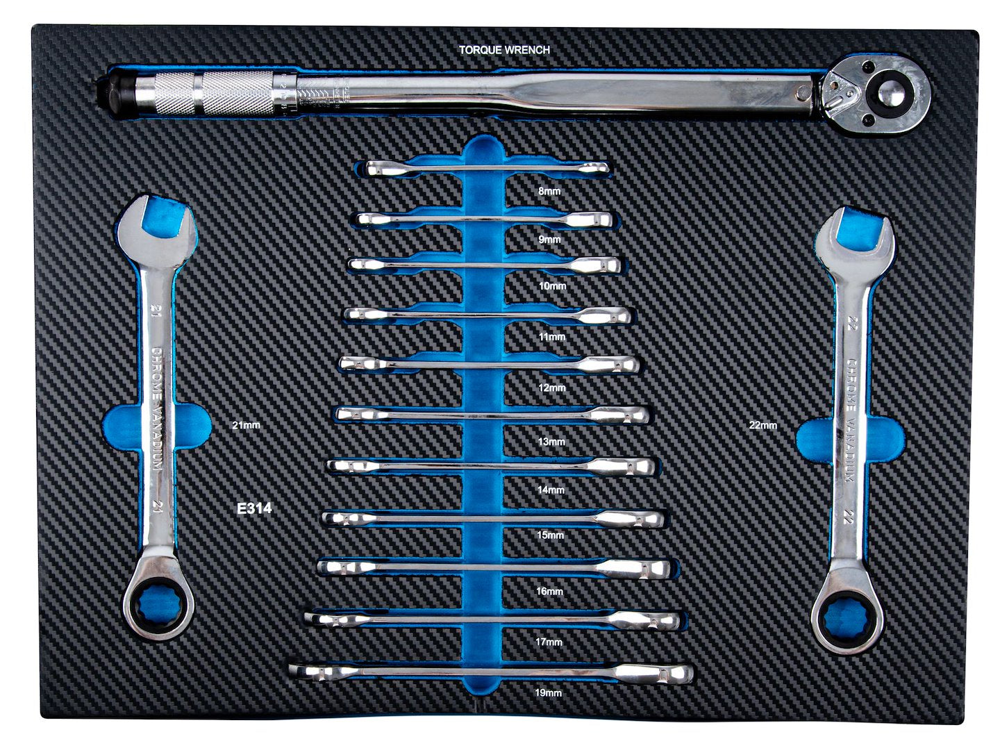 Dulap de scule GEKO cu 7 sertare, echipat cu 258 piese, 7 module carbon