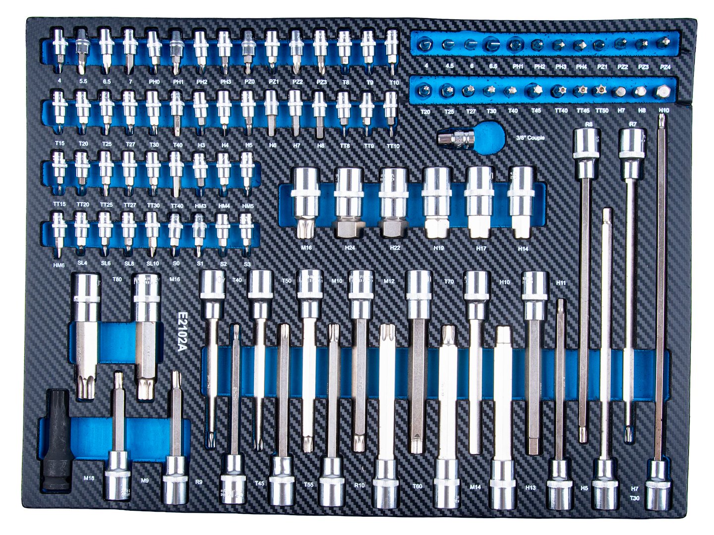 Dulap de scule GEKO cu 7 sertare, echipat cu 407 piese, 7 module carbon