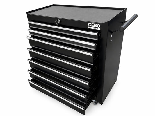 Dulap metalic neechipat pentru scule, cu 7 sertare, negru, cu roti 78 x 62 x 33 cm GEBO TOOLS