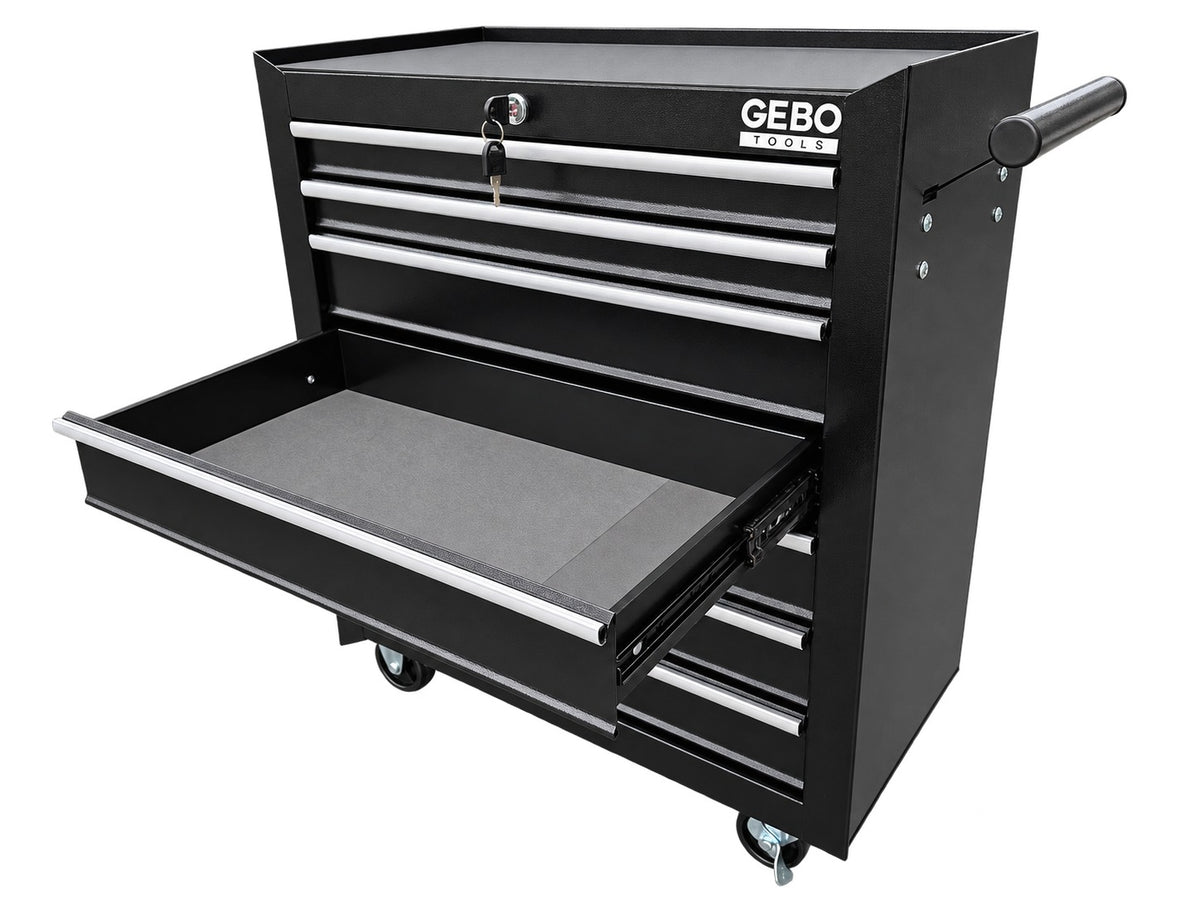 Dulap metalic neechipat pentru scule, cu 7 sertare, negru, cu roti 78 x 62 x 33 cm GEBO TOOLS