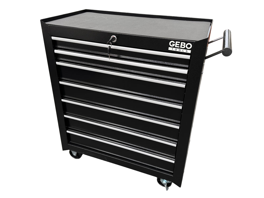 Dulap metalic neechipat pentru scule, cu 7 sertare, negru, cu roti 78 x 62 x 33 cm GEBO TOOLS