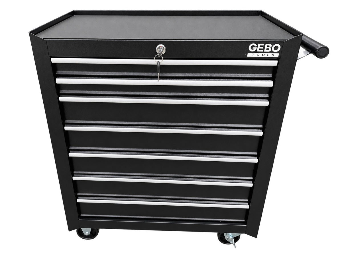 Dulap metalic neechipat pentru scule, cu 7 sertare, negru, cu roti 78 x 62 x 33 cm GEBO TOOLS