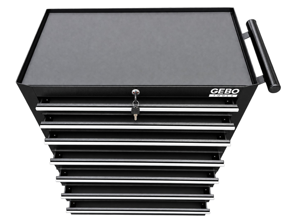 Dulap metalic neechipat pentru scule, cu 7 sertare, negru, cu roti 78 x 62 x 33 cm GEBO TOOLS