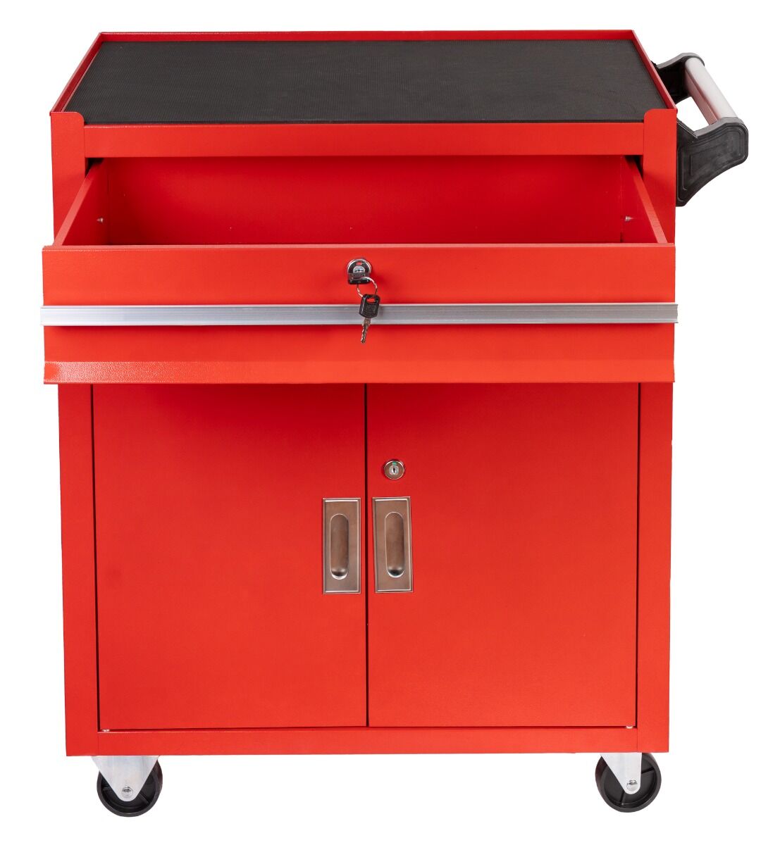 Dulap metalic neechipat pentru scule, rosu, roti si maner – premium, 73 x 63 x 40 cm INVENTO