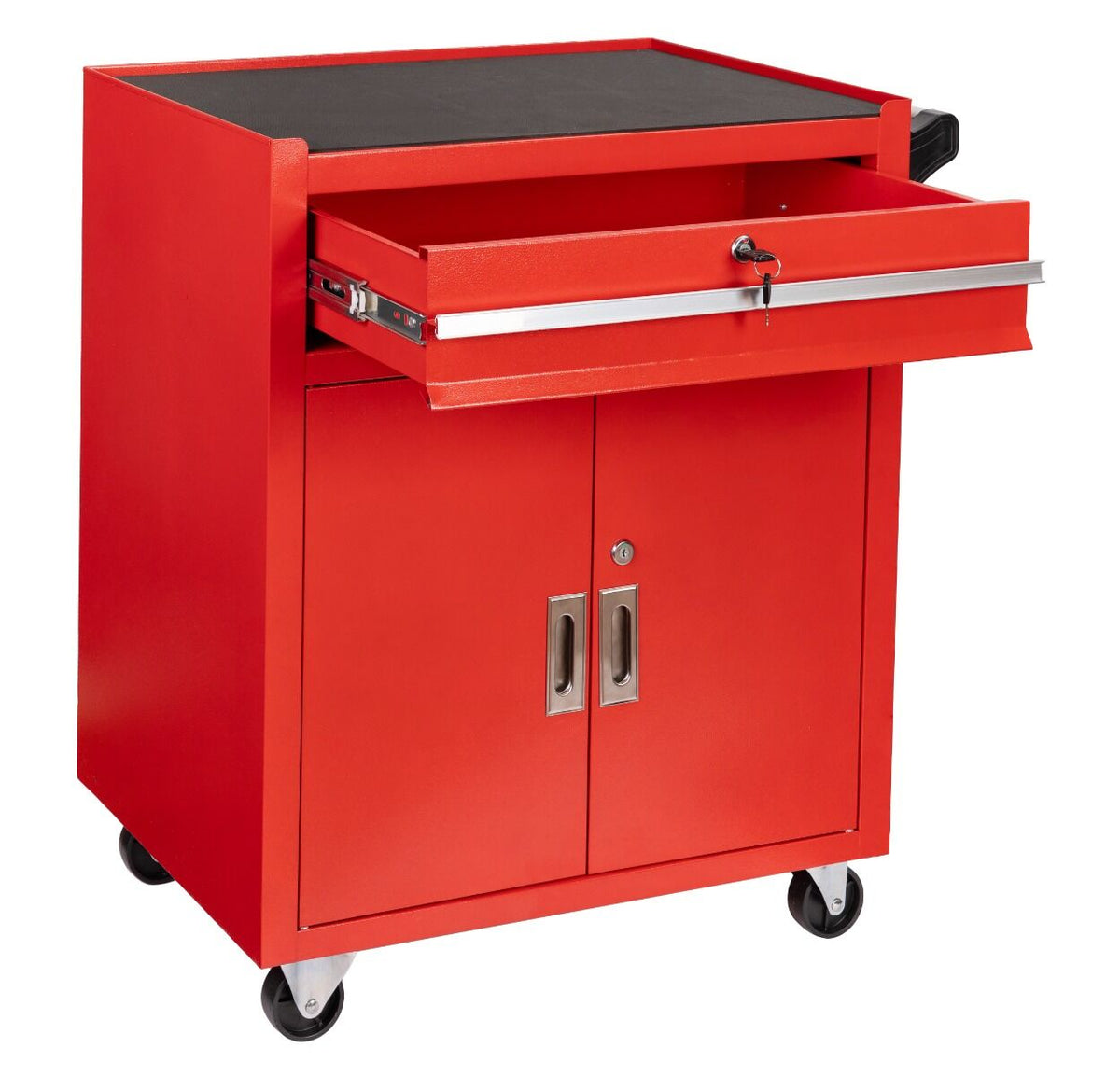 Dulap metalic neechipat pentru scule, rosu, roti si maner – premium, 73 x 63 x 40 cm INVENTO