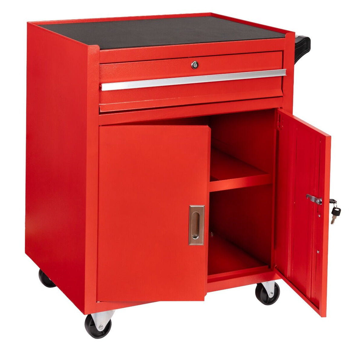 Dulap metalic neechipat pentru scule, rosu, roti si maner – premium, 73 x 63 x 40 cm INVENTO