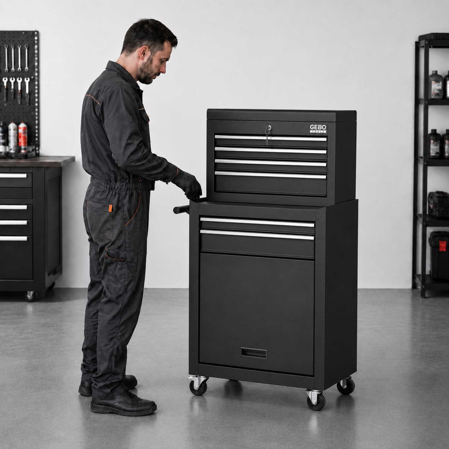 Dulap metalic pentru scule 2 piese 6 sertare GEBO TOOLS