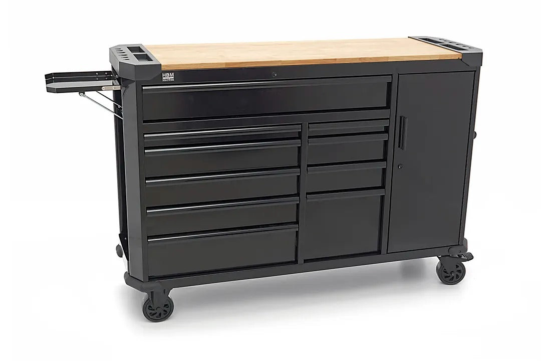 Dulap metalic profesional 10 sertare carucior mobil banc de lucru 147cm, blat lemn masiv HBM OLANDA